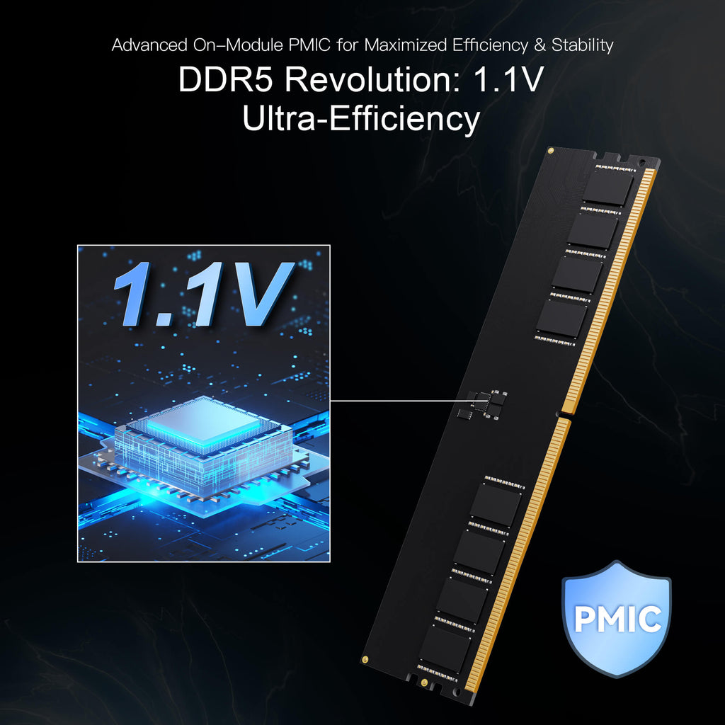 SIX DDR5 RAM 5600MHz UDIMM Desktop Memory - 1.1V Low Voltage, On-Die ECC, 288-Pin Memory Module