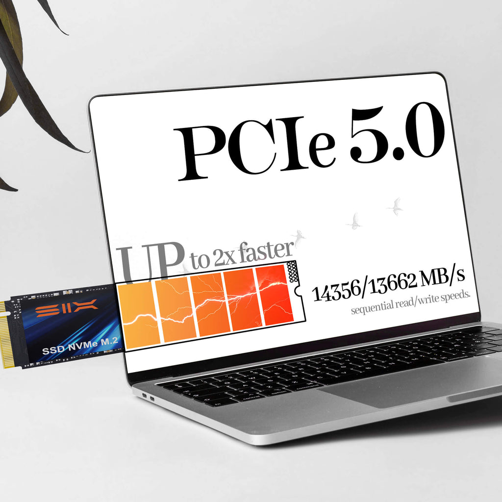 SIX NVME M.2 SSD - PCIe gen 5.0x4 X15000 SSD M.2 2280, Seq. Speed Up to 14,300MB/s,AI Computering Gaming by Internal Solid State Hard Drive for Laptop/Desktop with Heatsink