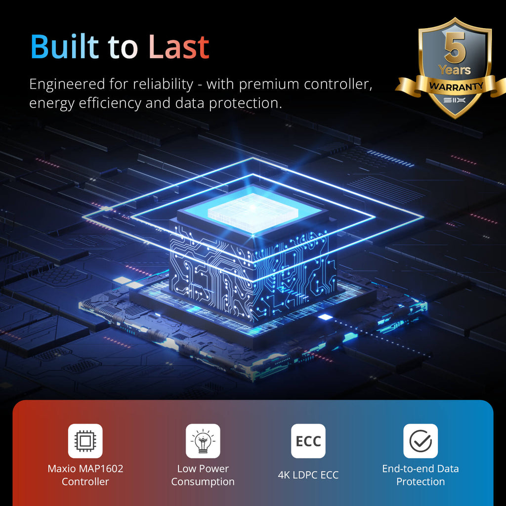 SIX X4000 M.2 固态硬盘 PCIe Gen3x4 NVME 固态硬盘 - 读取速度高达 3000MB/秒，写入速度达 1300MB/秒