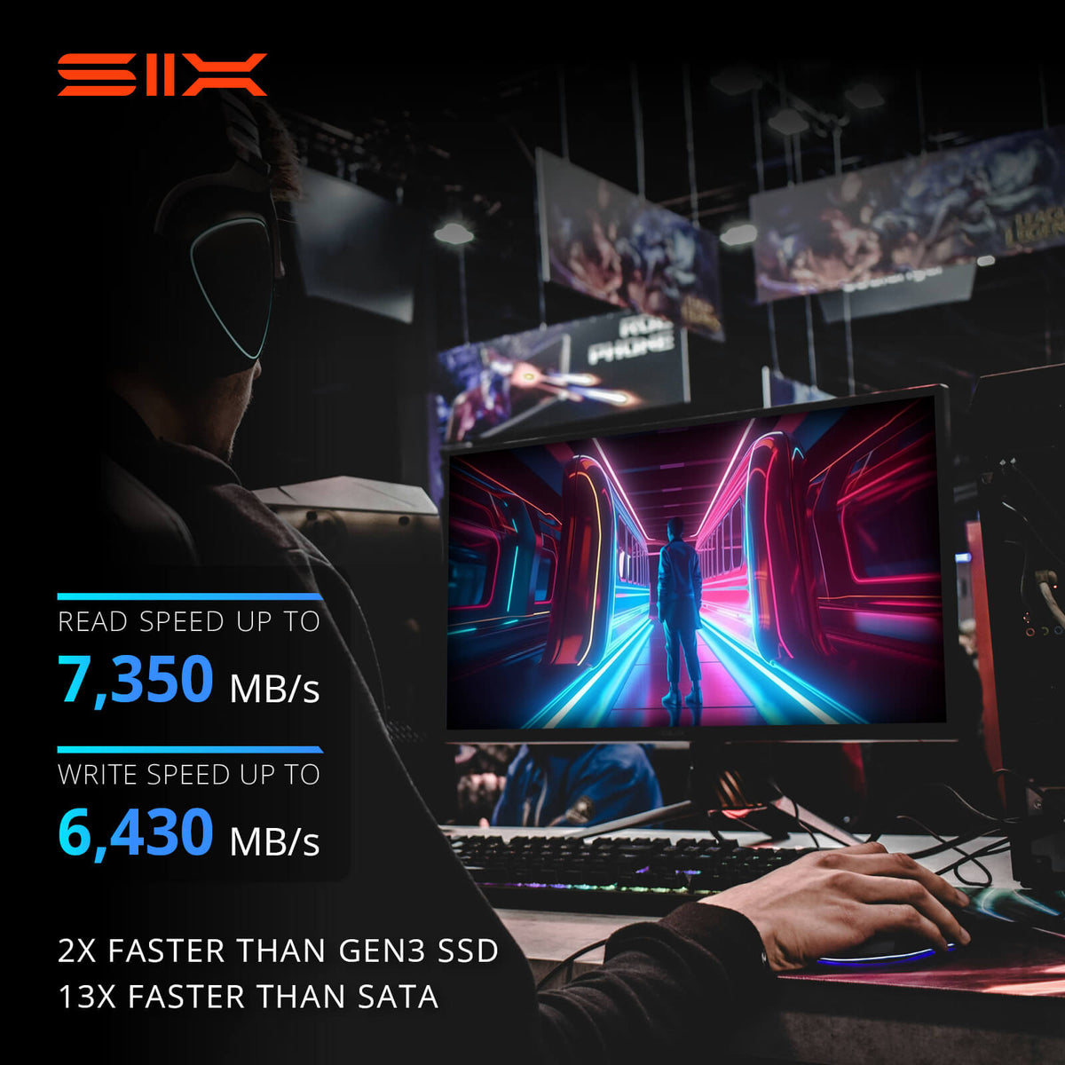 六个NVME M.2固态硬盘PCIe 4.0 - m.2 2280固态硬盘，读取速度高达7350MB/s，带散热片，适用于游戏PS5内存存储扩展